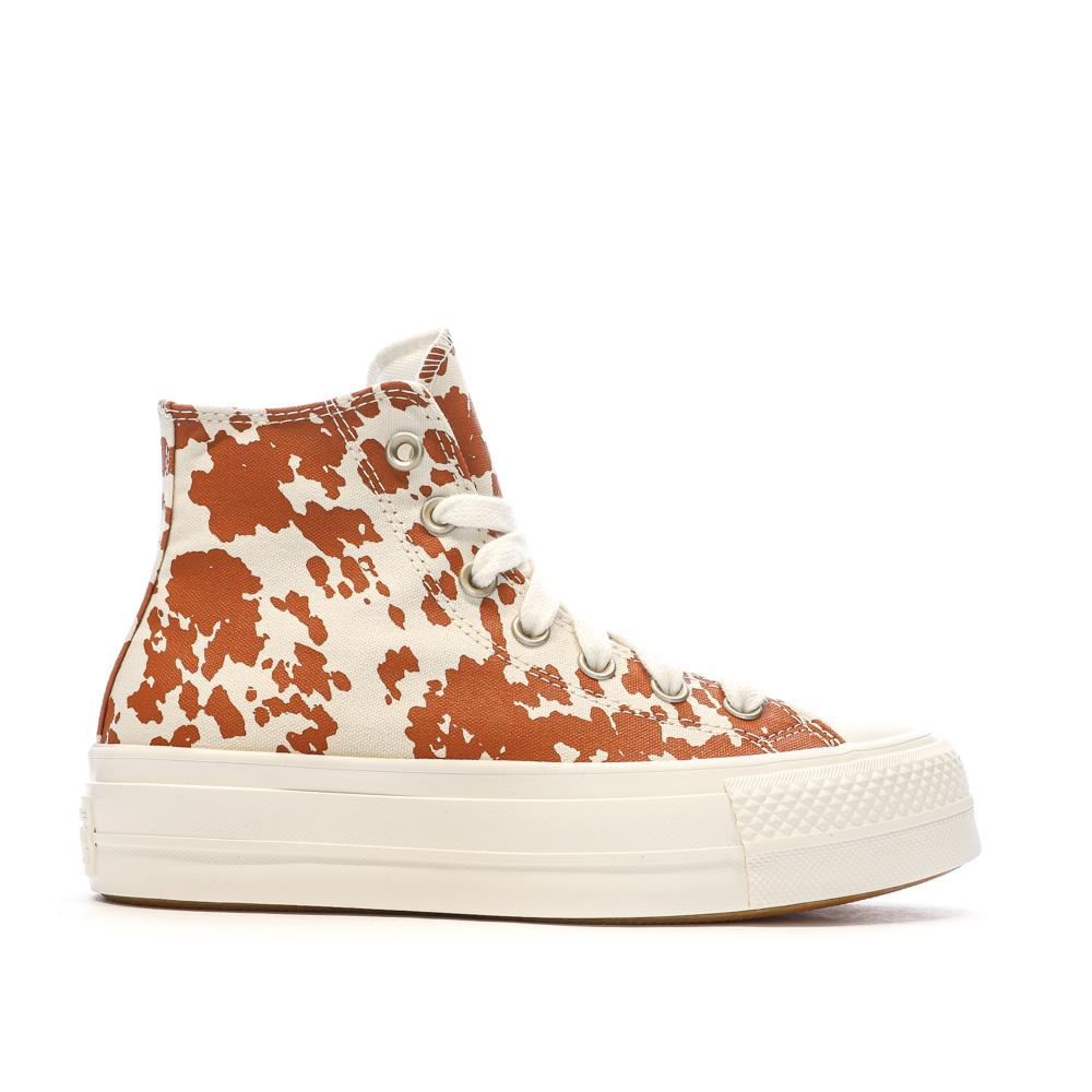 Baskets Oranges/Beige Femme Converse Chuck Taylor All Star Lift vue 2