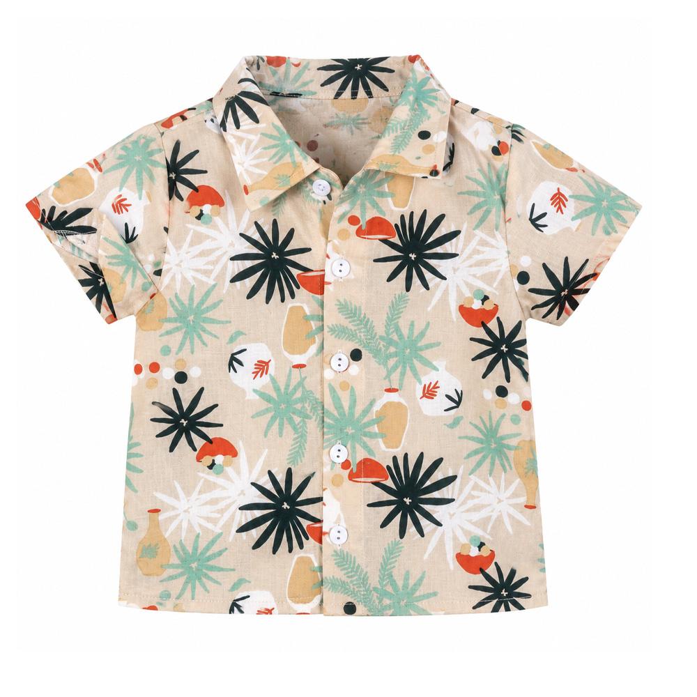 Chemise Beige/Bleu Garçon P'tit Mome Jungle pas cher