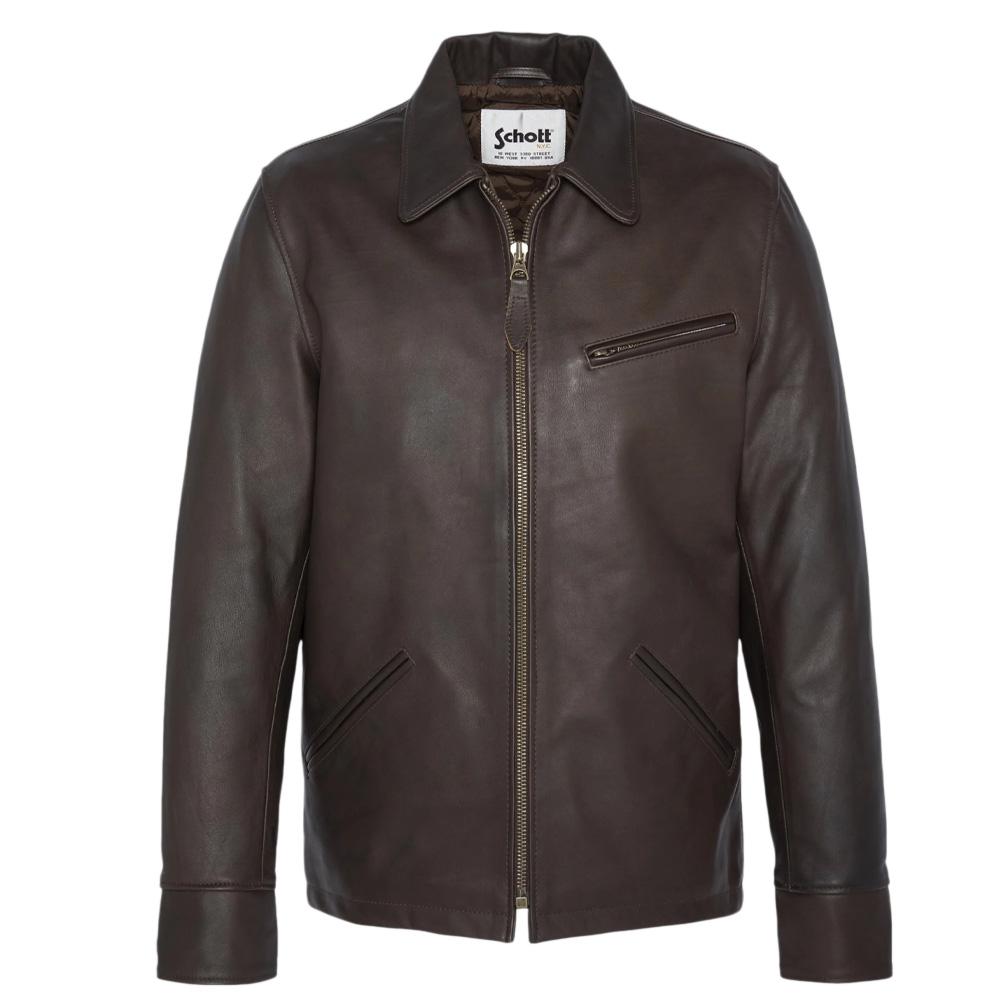 Veste En Cuir Marron Homme Schott LC9521D pas cher
