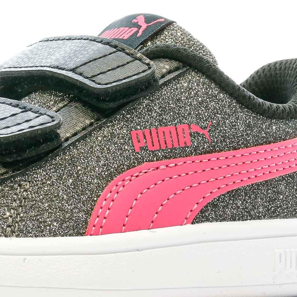 Baskets Grises a paillette Fille Puma Smash Glitz Glam