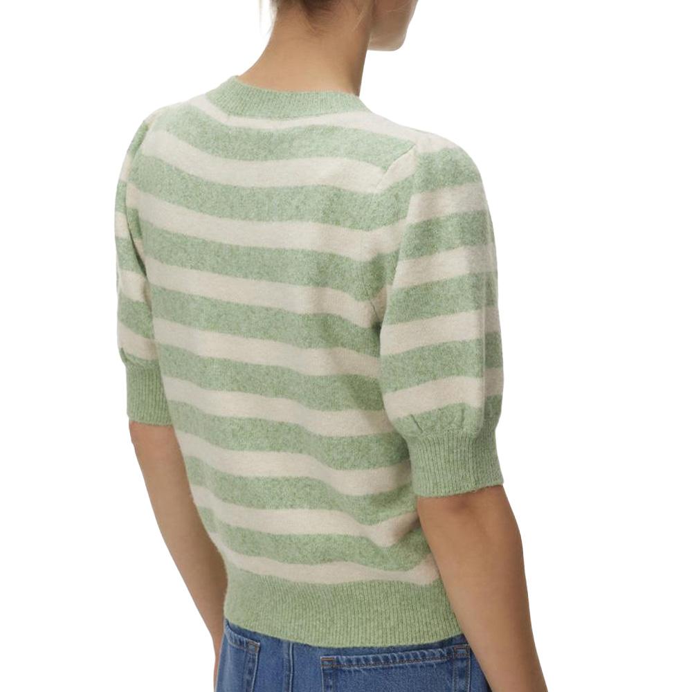 Pull Manches Courtes Vert/Beige Femme Vero Moda Doffy vue 2