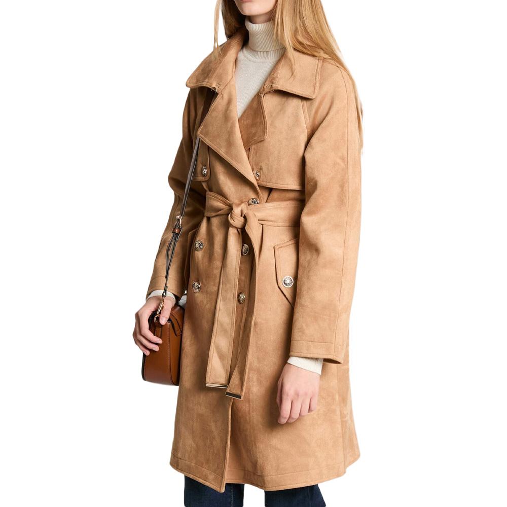 Manteau Marron Femme Morgan Trench Long En Suédine pas cher