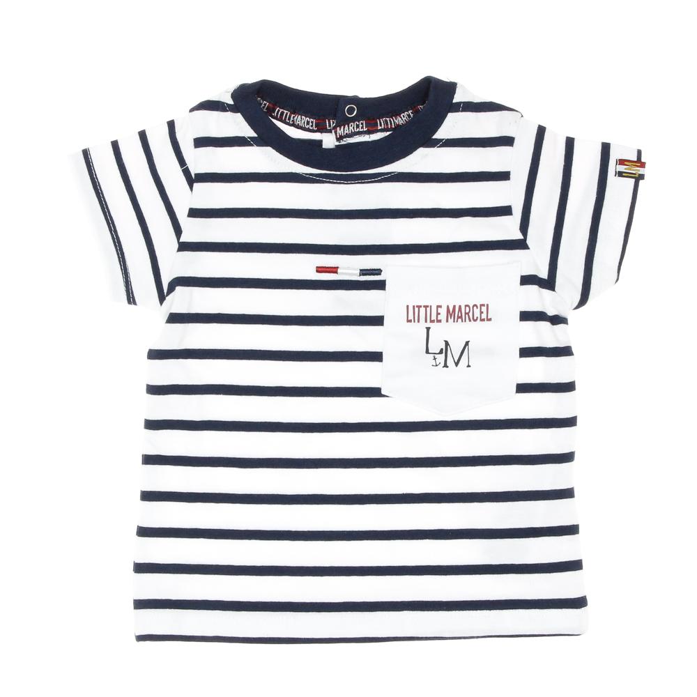 T-shirt Blanc/Marine Garçon Little Marcel LMEV0026 vue 3
