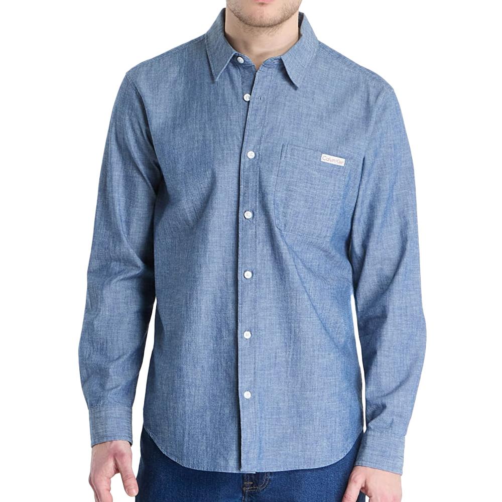 Chemise Bleu Homme Calvin Klein Jeans Chambray pas cher