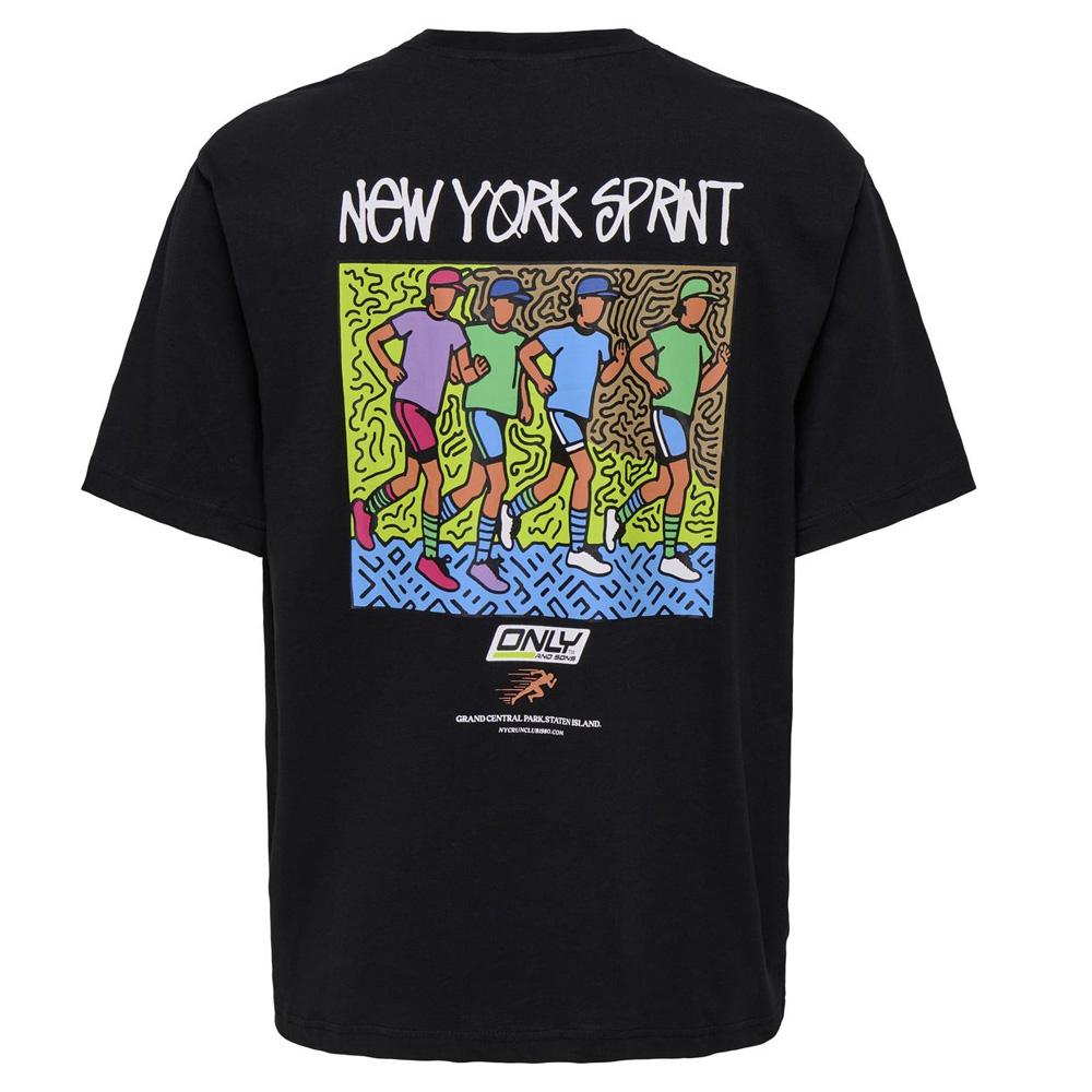 T-shirt Noir Homme Only & Sons print Logo vue 2