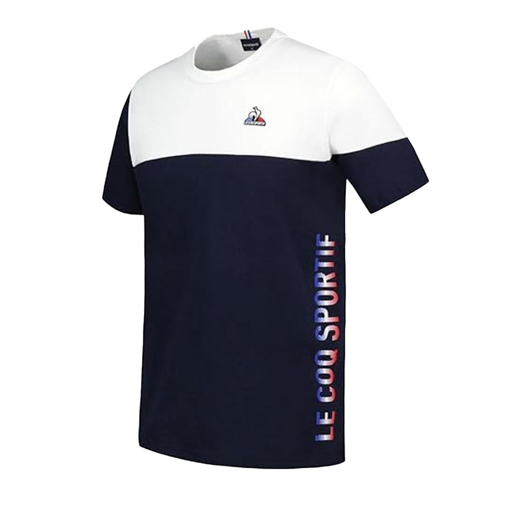 T-shirt Blanc/Marine Homme Le Coq Sportif Ss N°3 New Optic vue 3