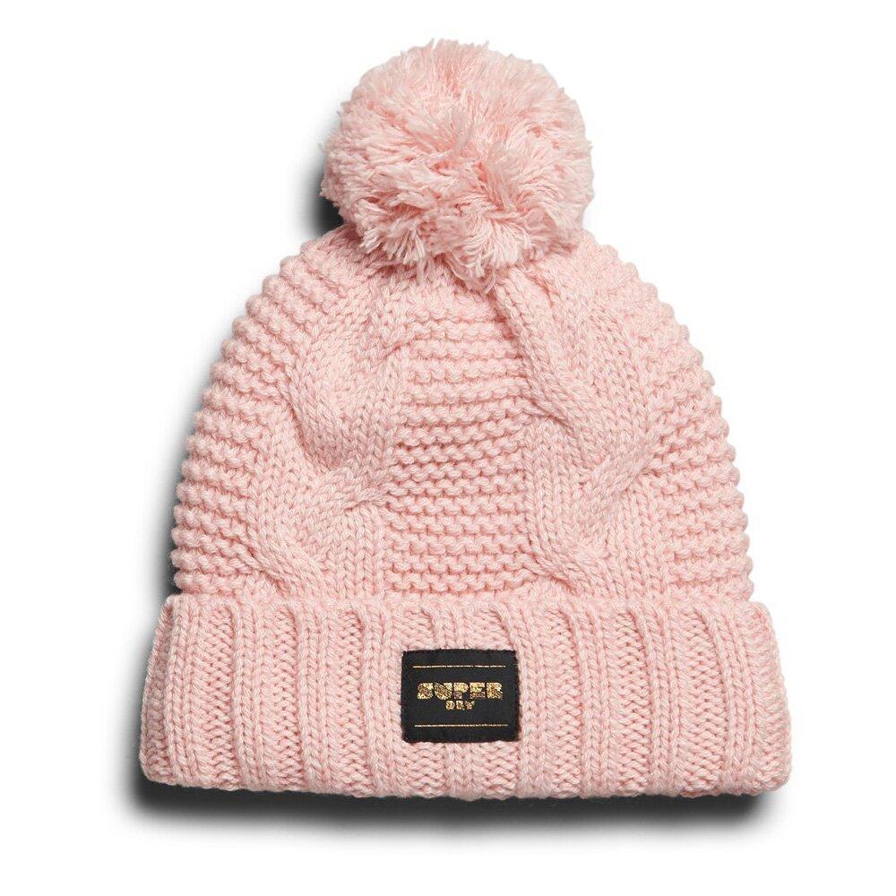 Bonnet Rose Femme Superdry Cable Knit Beanie pas cher