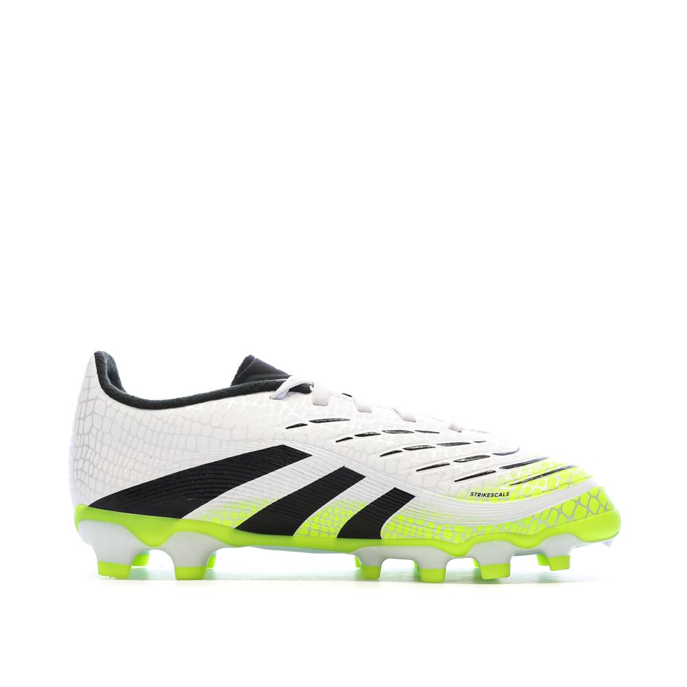 Zapatillas de fútbol blancas/negras/amarillas para niños Adidas Predator League MG ver 2