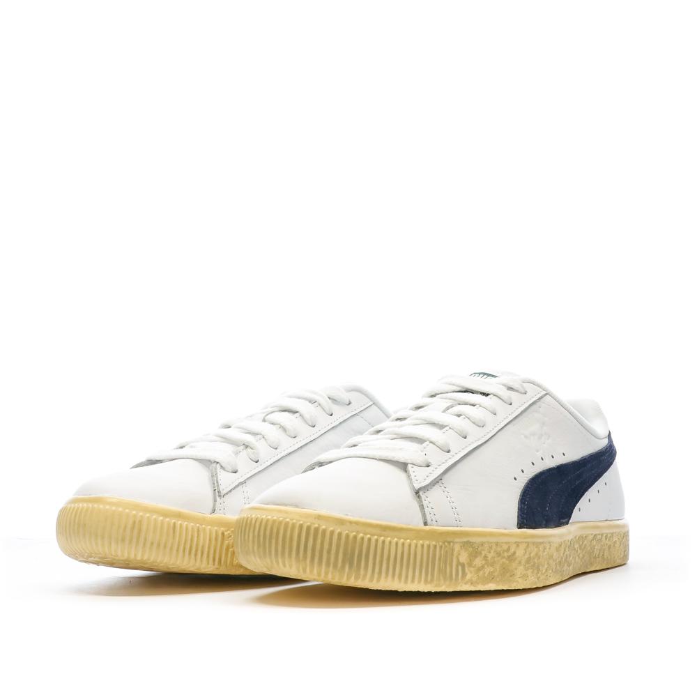 Baskets Blanc/Marine Homme Puma Clyde Vintag vue 6