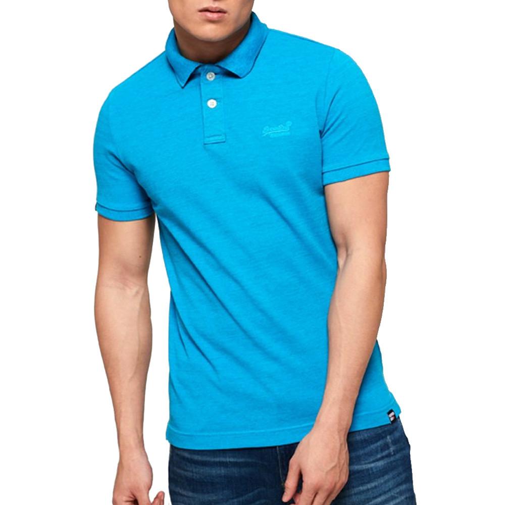 Polo Bleu Homme Superdry Vintage Destroyed pas cher