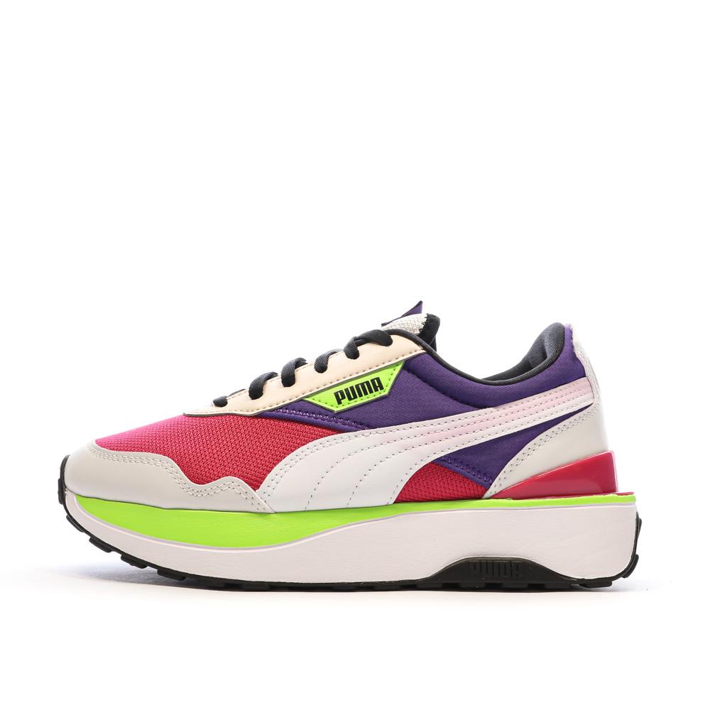 Baskets Violette/Jaune Femme Puma Cruise Rider pas cher