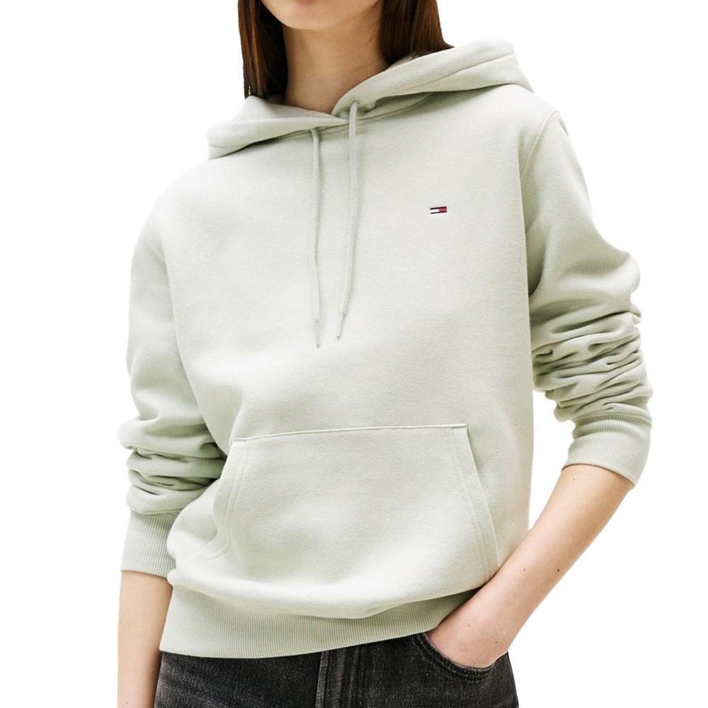 Sweat à Capuche Vert Clair Femme Tommy Hilfiger Flag pas cher