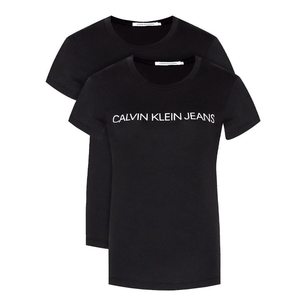 Lot x2 T-shirts Noir Femme Calvin Klein Slim pas cher