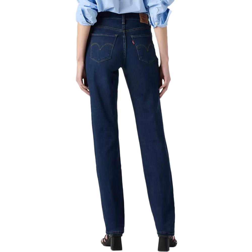 Jean 724 Bleu Foncé Femme Levi's Shaping Slim Med Indigo vue 2