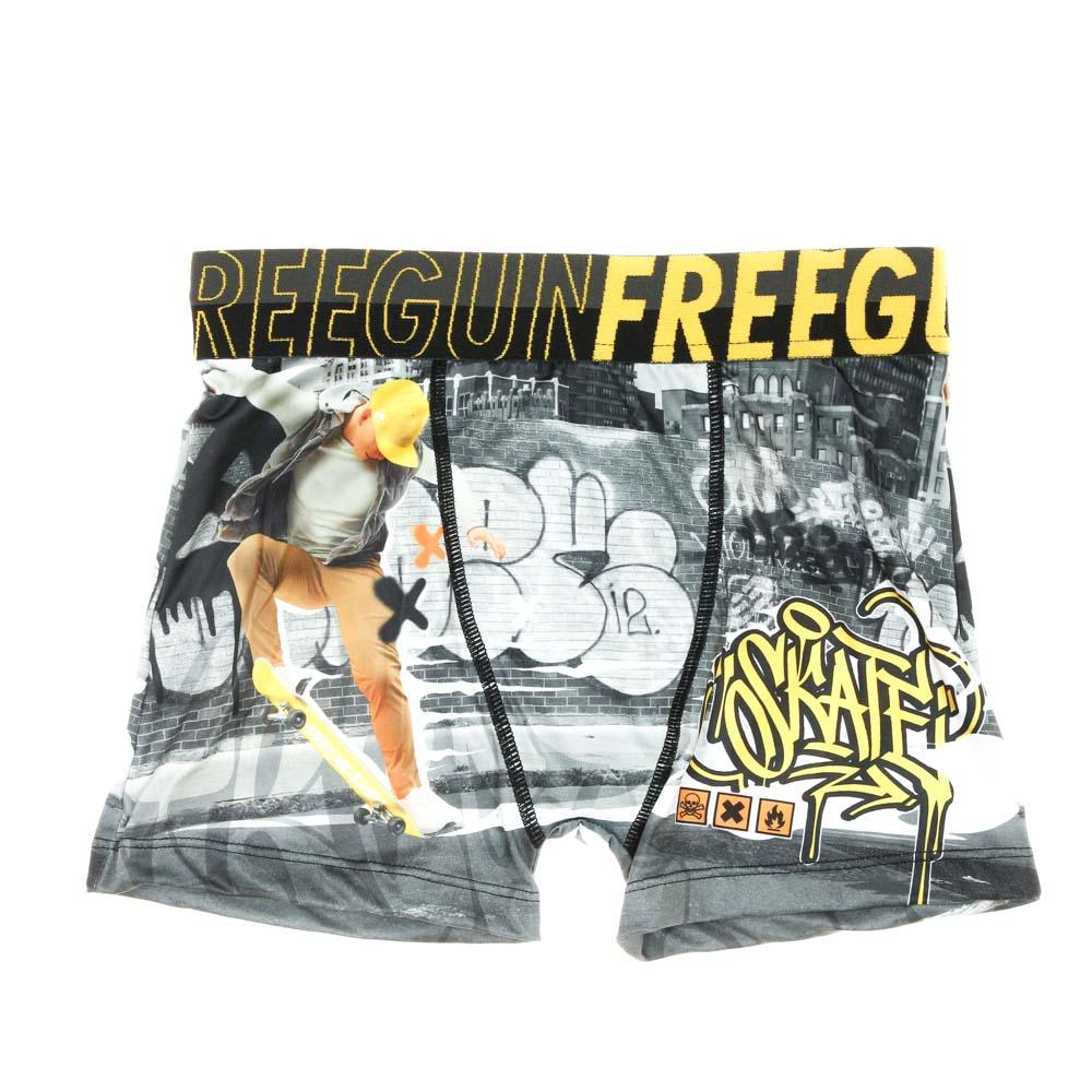 Boxer Gris/Jaune Garçon Freegun Skate pas cher