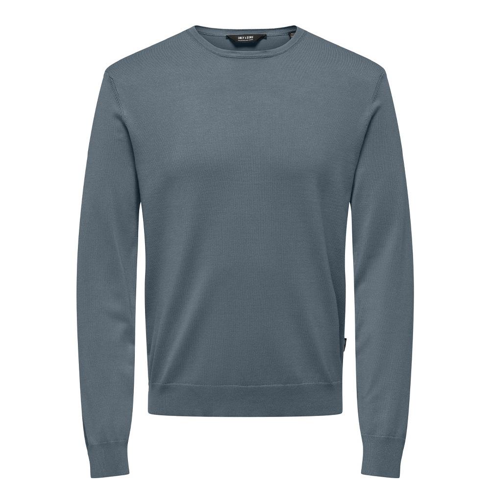 Pull Bleu Gris Homme Only & Sons Life Crew Knit pas cher