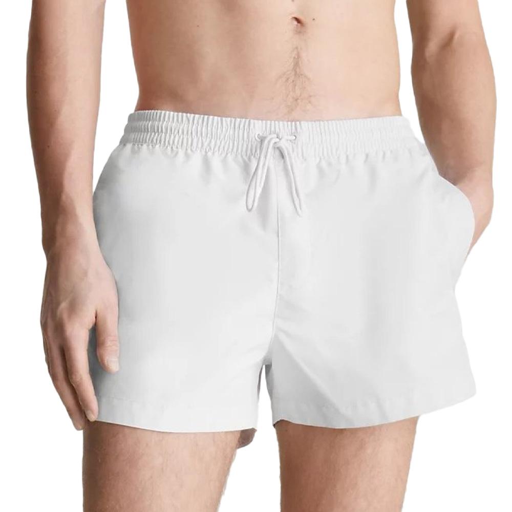 Short de bain Blanc Homme Calvin Klein Drawstring KM0KM00956 pas cher