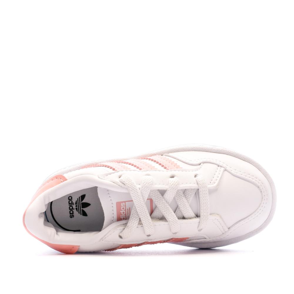 Baskets Blanche/Rose Fille Adidas Team Court vue 4