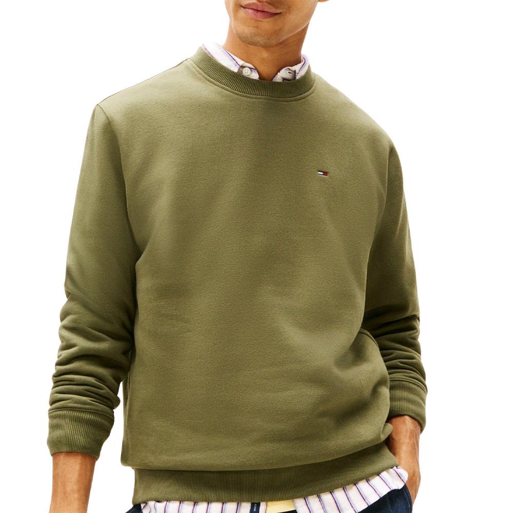 Sweat Vert Foncé Homme Tommy Hilfiger Reg Flag Crews pas cher