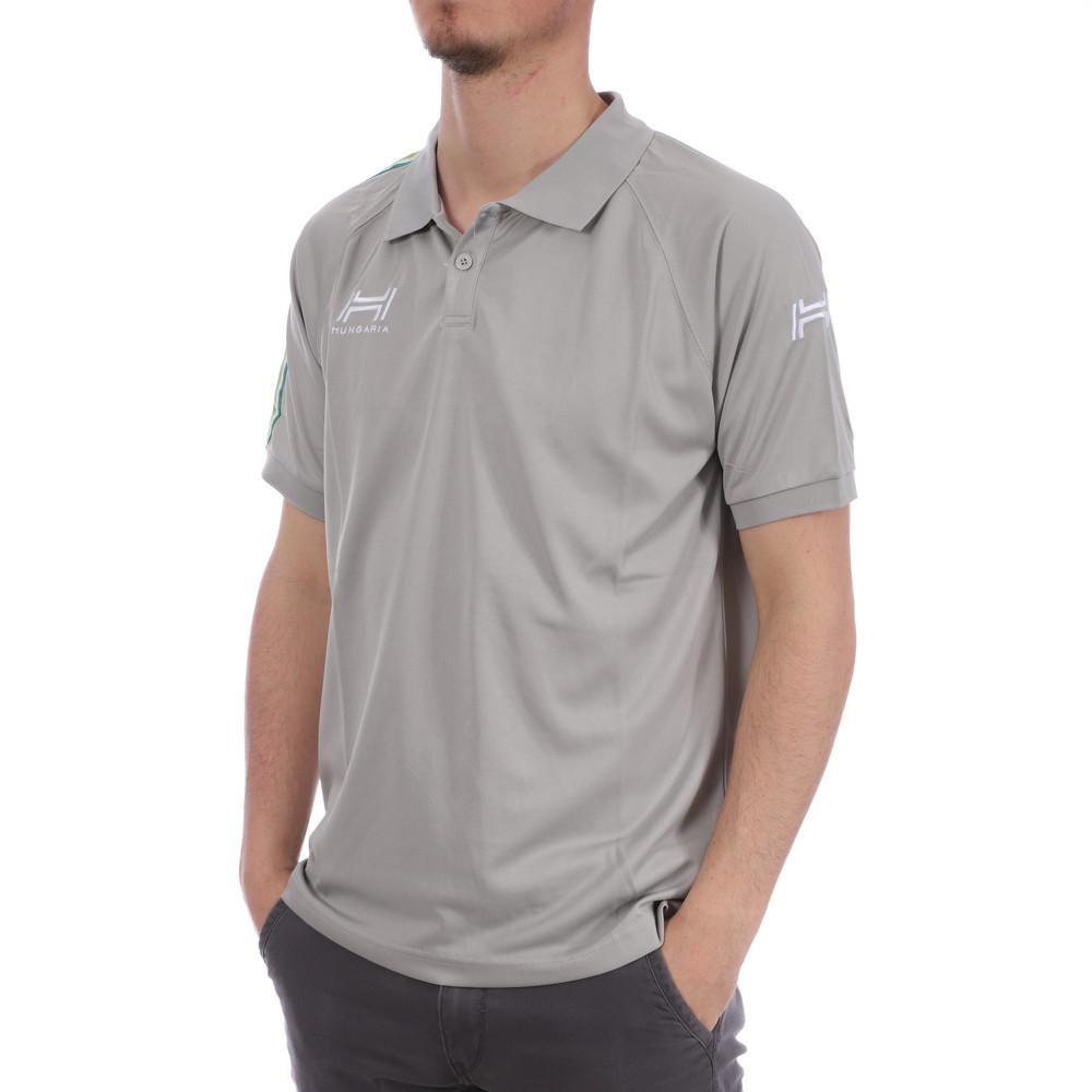 Polo gris bandes vertes homme Hungaria Training Pro pas cher