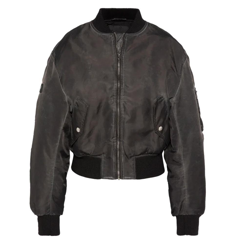 Veste Bomber Femme Noir Schott Oversize Washed pas cher