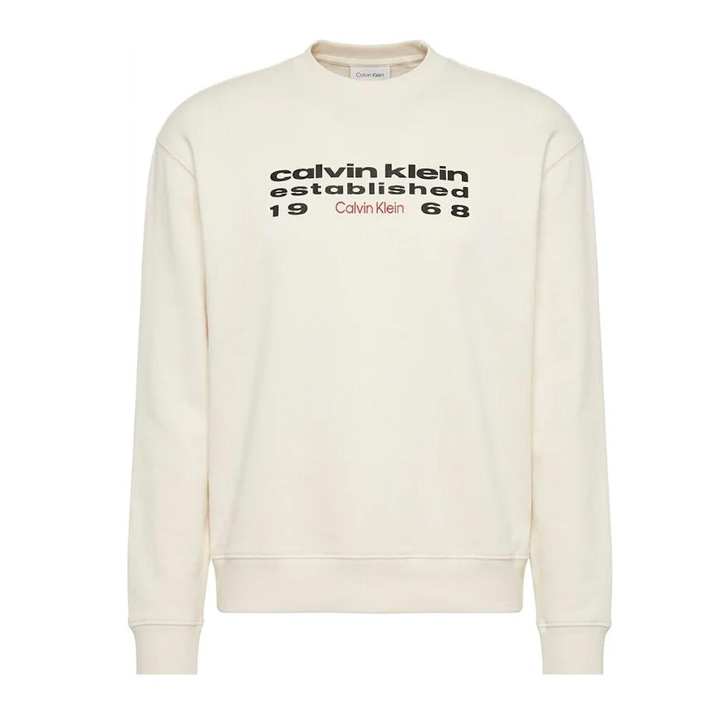 Pull Beige Homme Calvin Klein Jeans Terry Stckd pas cher