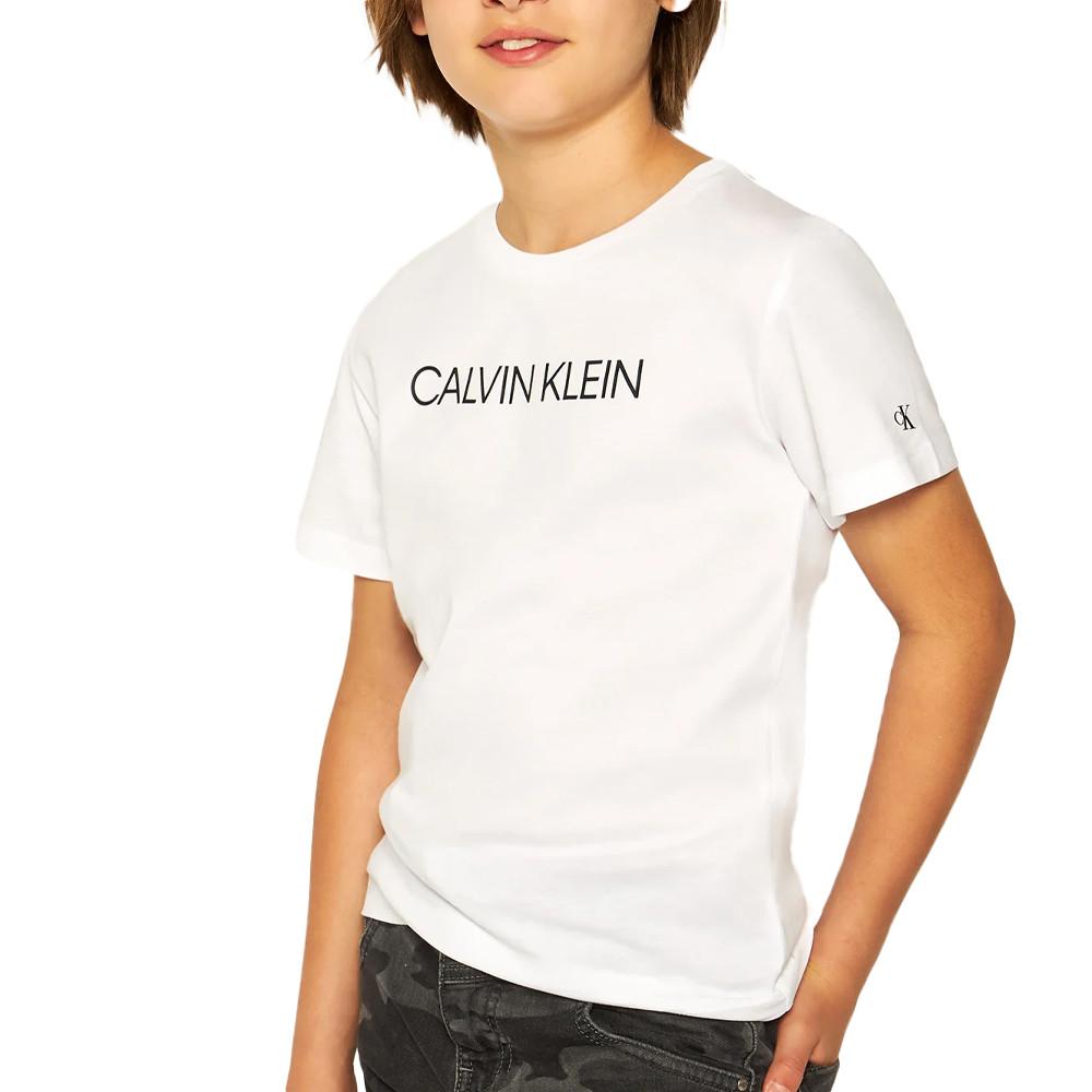 T-shirt Blanc Garçon Calvin Klein Jeans Institutional pas cher