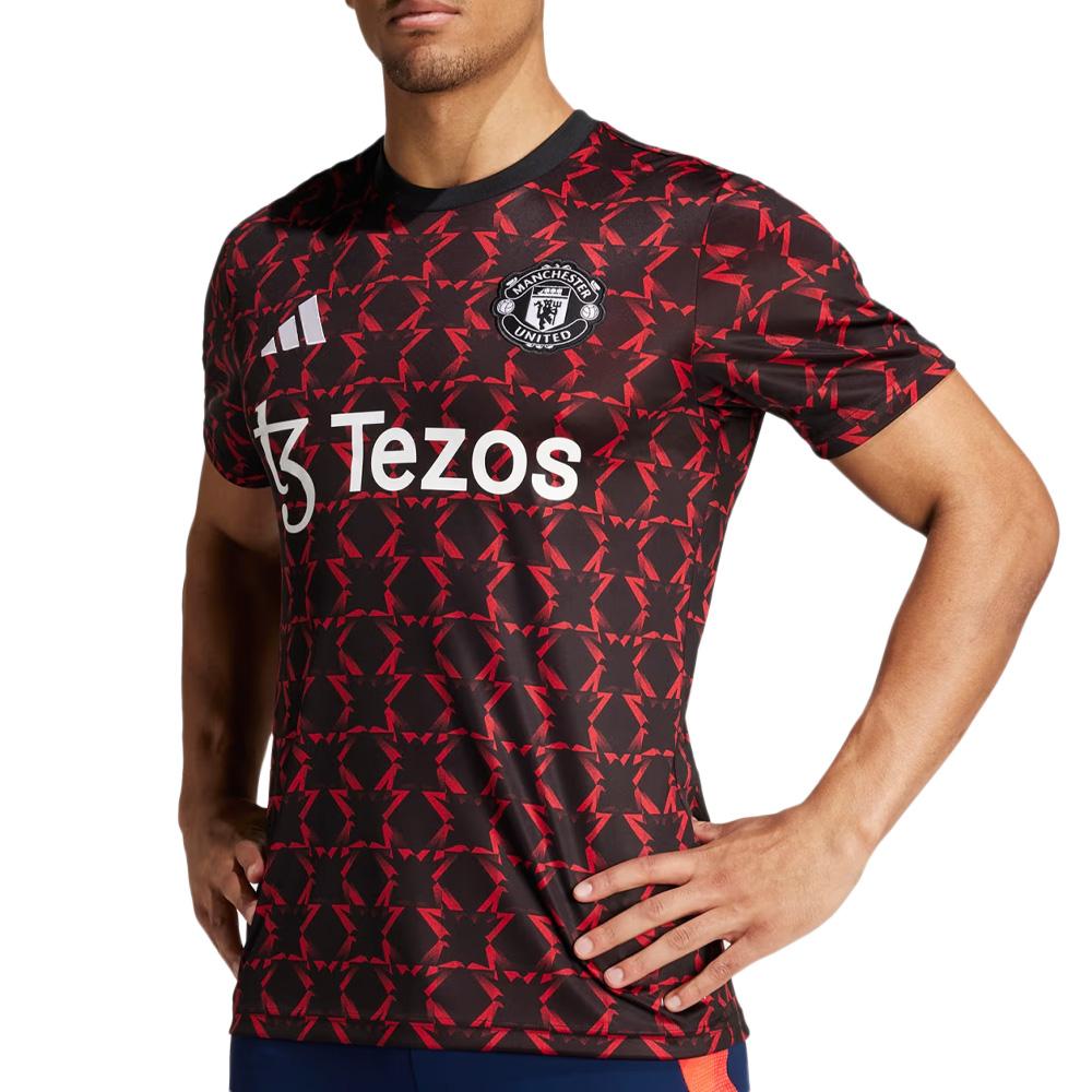 Manchester United Maillot Prématch Rouge/Noir Homme Adidas 23/24 pas cher