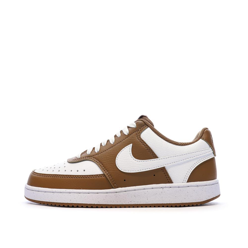 Baskets Marron/Blanches Femme Nike Court Vision Lo pas cher