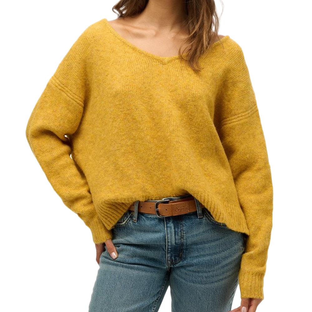 Pull Jaune Femme Superdry Oversized pas cher