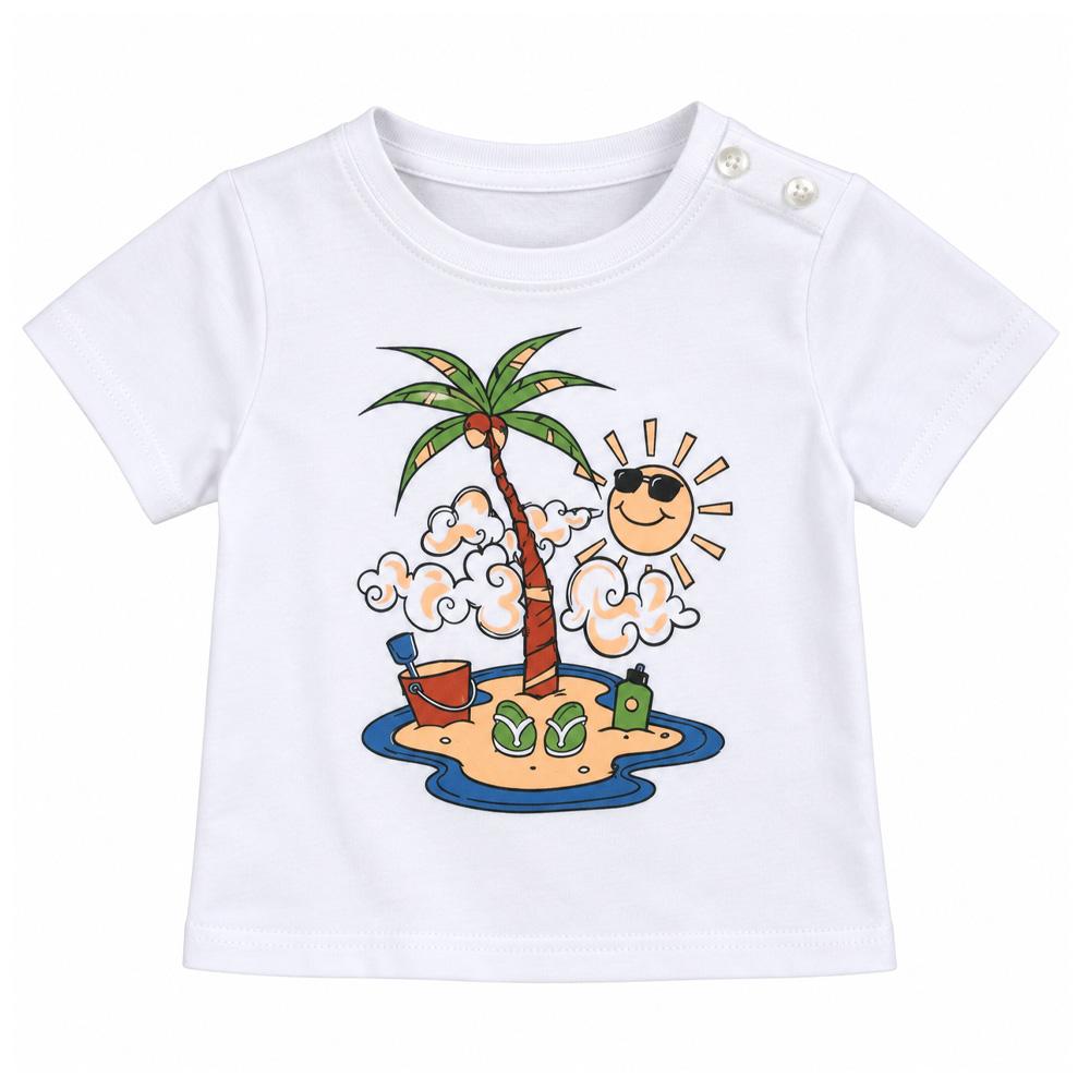 T-Shirt Blanc Garçon P'tit Mome Jard pas cher
