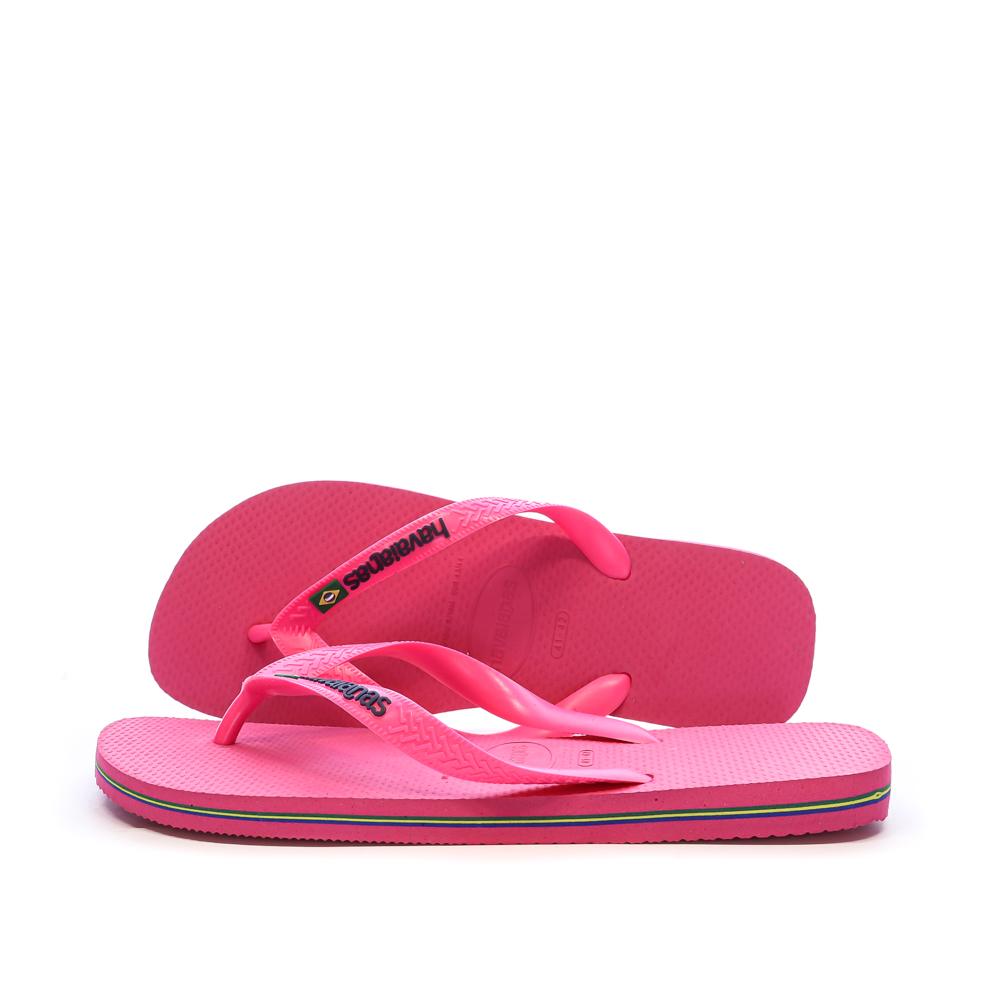 Tongs Rose Femme Havaianas Brasil Logo Neon Infra pas cher
