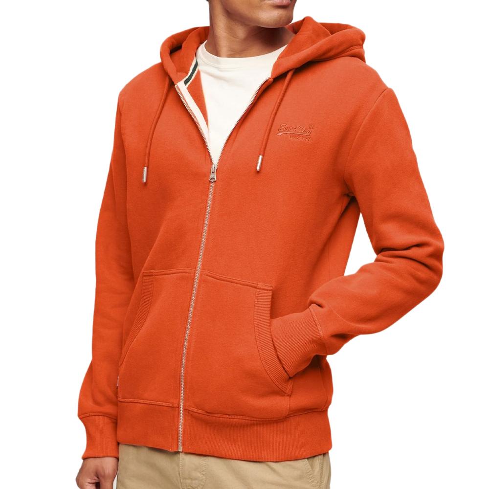 Sweat Zippe Capuche Orange Homme Superdry Essential pas cher