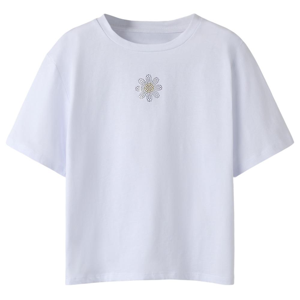 T-Shirt Blanc/Doré Fille Name it Flonnis pas cher