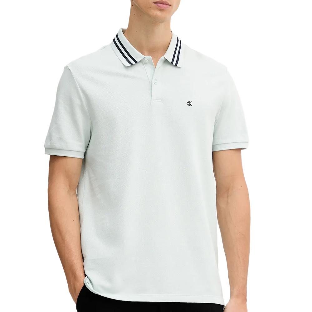 Polo Turquoise Homme Calvin Klein Jeans Pique pas cher