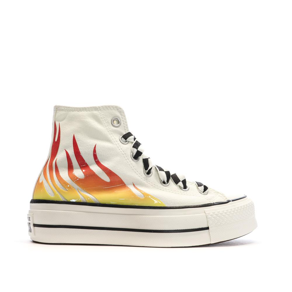 Baskets Blanches/Orange Femme Converse All Star Lift vue 2
