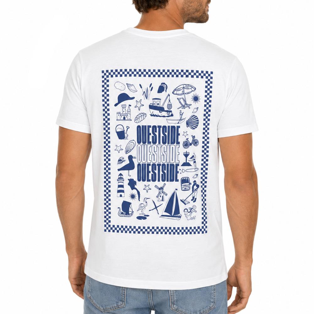 Camiseta blanca/azul unisex Espace Des Marques Souvenir ver 2