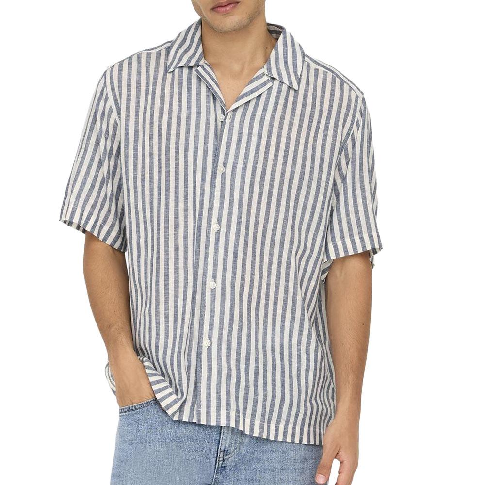 Chemisettes Rayures Bleu/Blanc Homme Only & Sons Onsseppo Strip pas cher