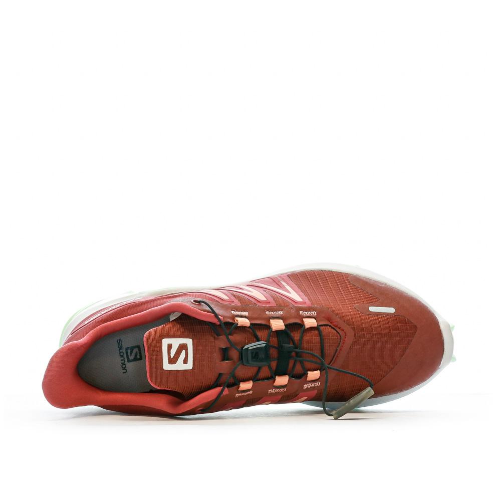 Chaussures de trail Rouge/Vert Femme Salomon Sagacross vue 4