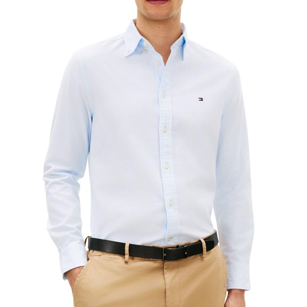 Chemise Bleu clair Homme Tommy Hilfiger Flex Dobby pas cher