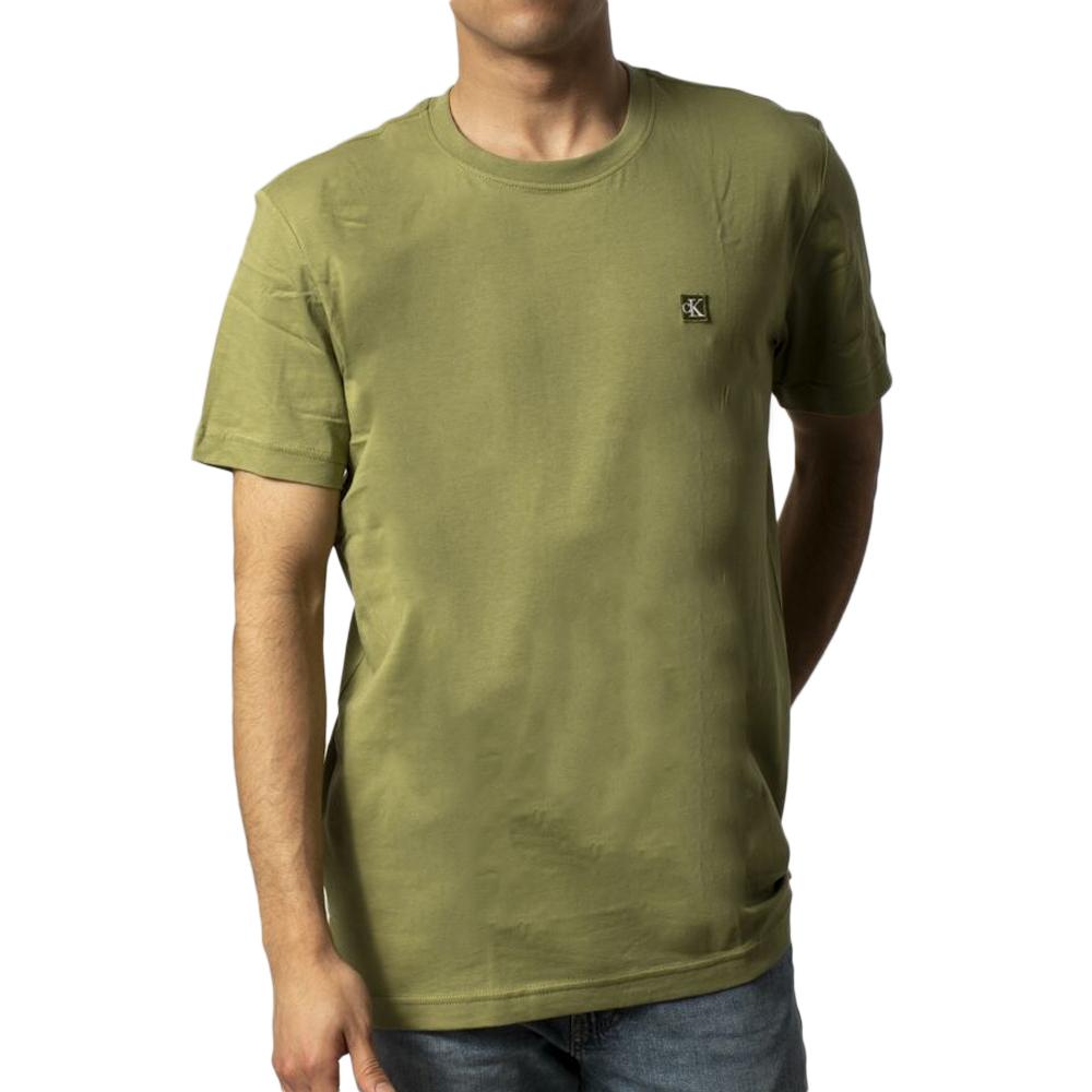 T-shirt Kaki Homme Calvin Klein Jeans Embro Badge pas cher