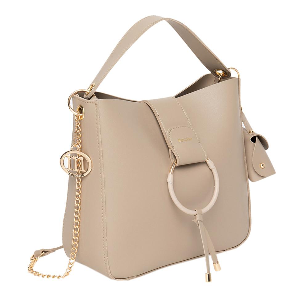 Sac à Main Taupe Femme Manoukian Theo sb vue 3