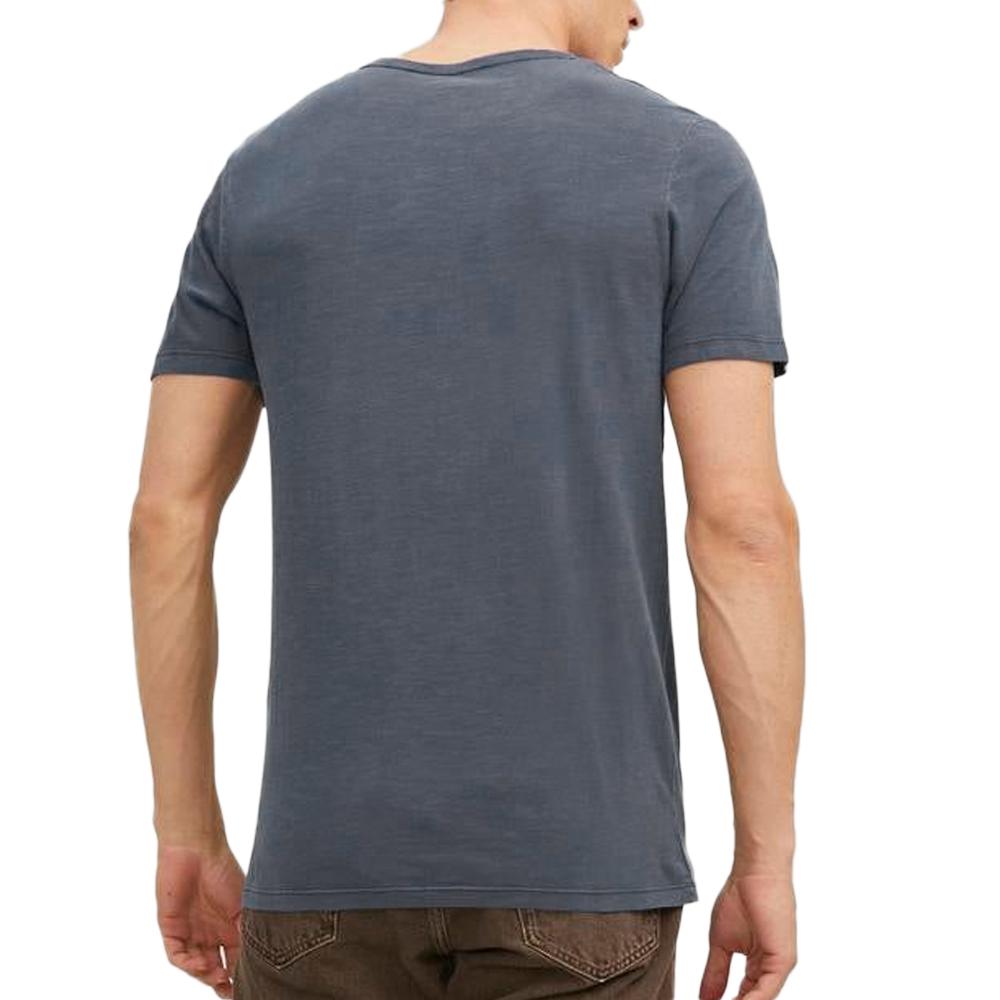 T-shirt Bleu Homme Jack & Jones Split Neck vue 2