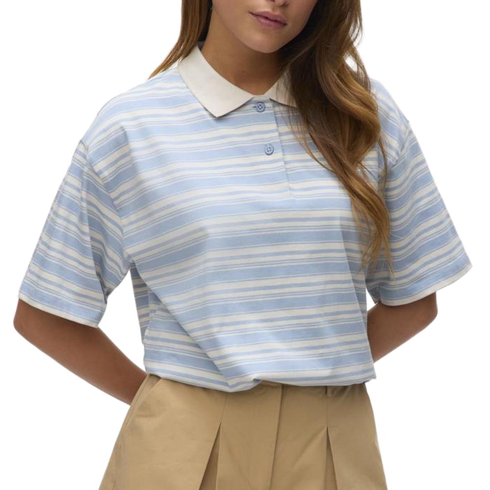 Polo Bleu/Blanc Femme Vero Moda Awmaren 2/4 pas cher