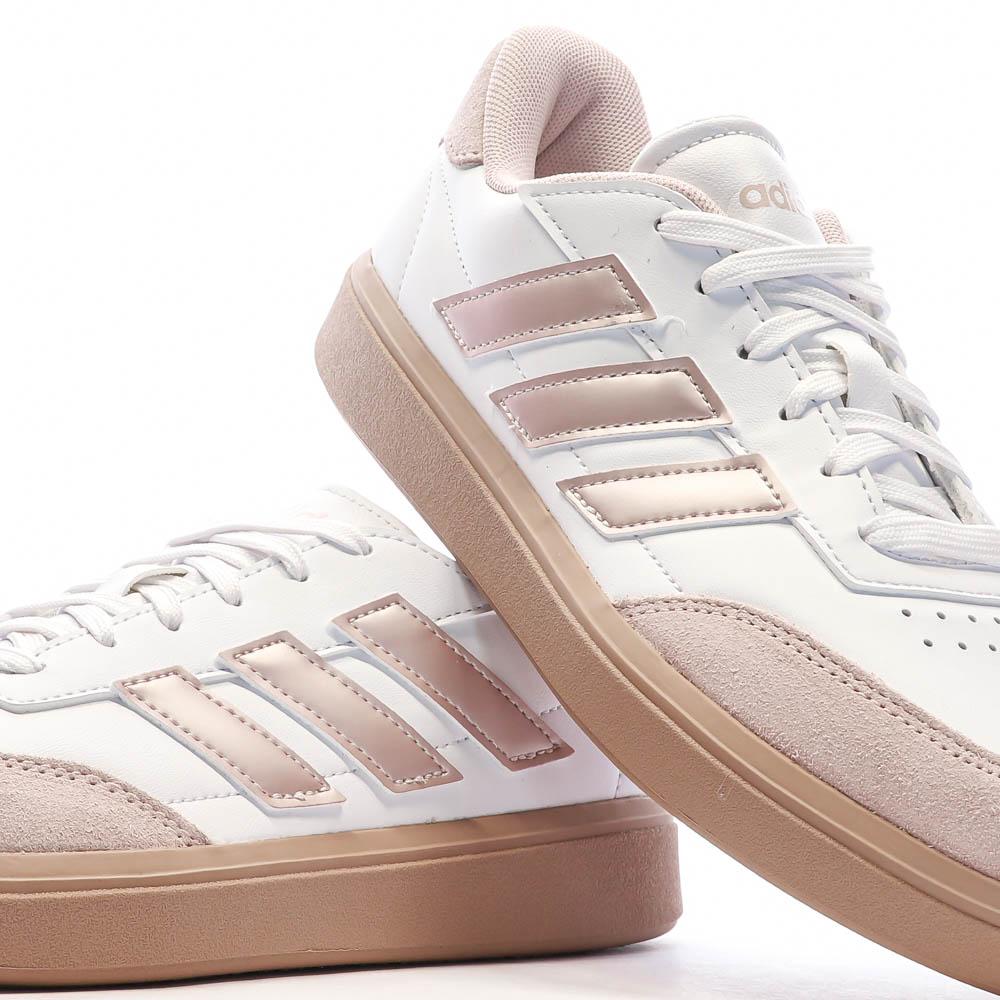 Baskets Blanches/Roses Femme Adidas Courtblock vue 7