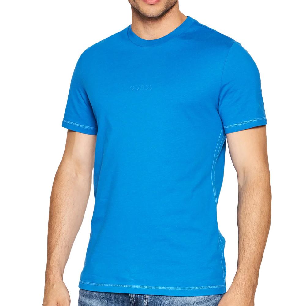 T-shirt Bleu Homme Guess Aidy pas cher