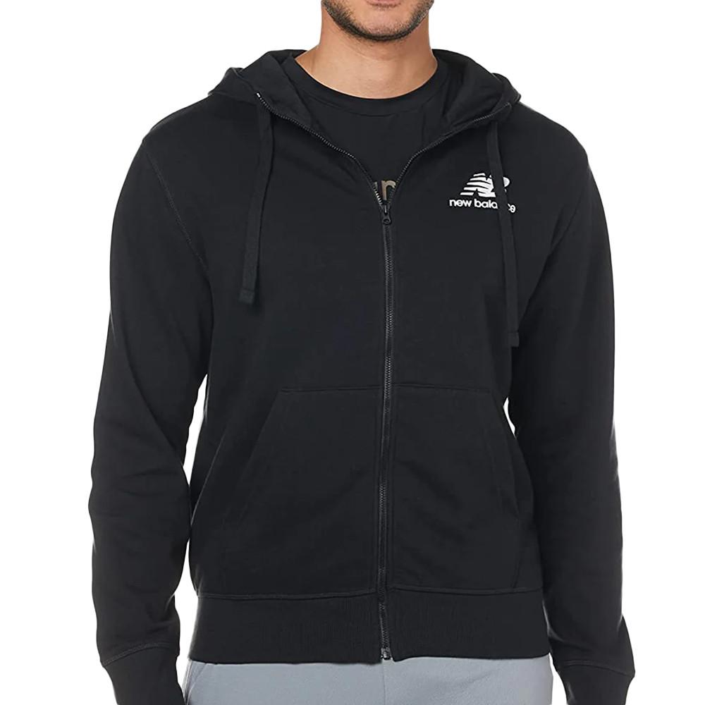 Sweat Zippé Noir Homme New Balance Essentials Stacked pas cher