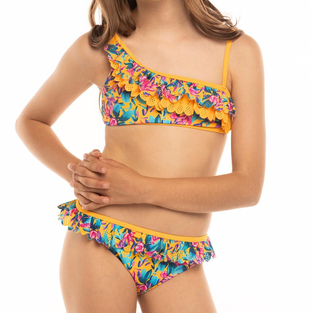 Ensemble de Bikini Jaune/Fleurs Fille Sun Project pas cher