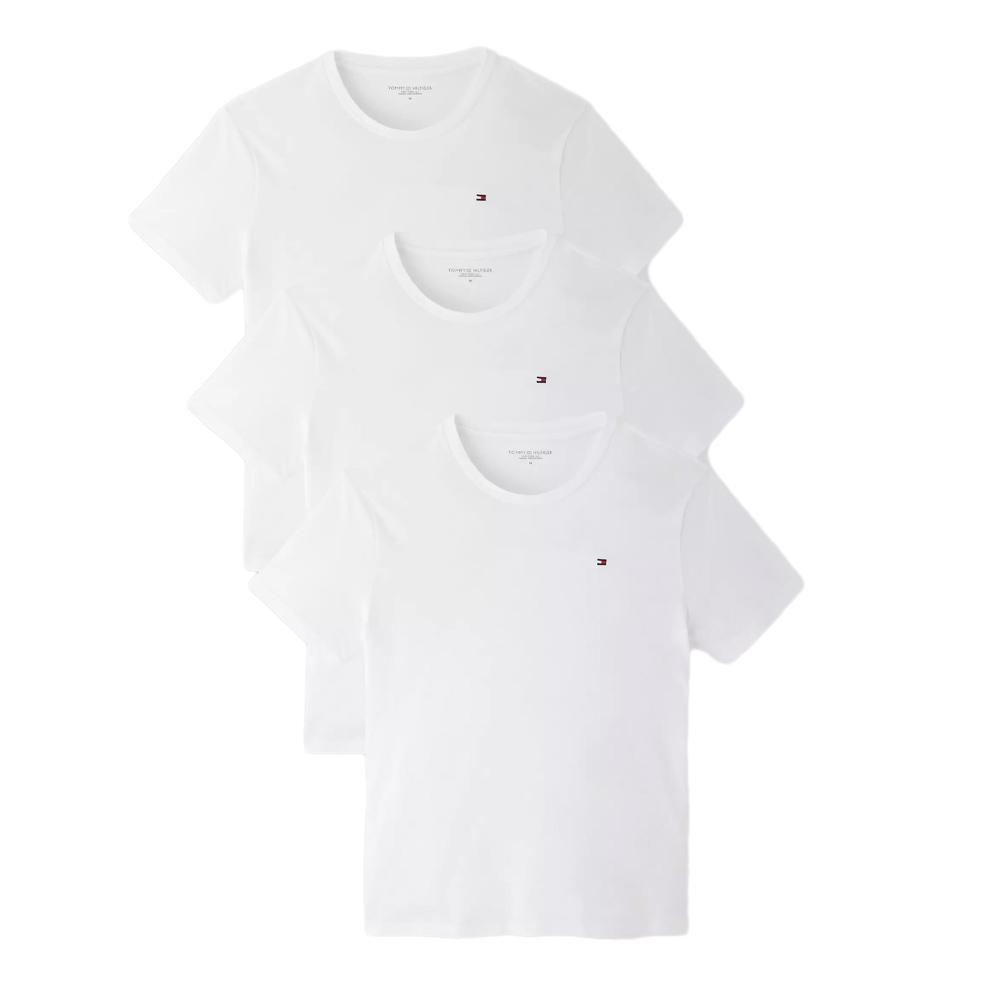Lot de 3 T-shirts Blanc Homme Tommy Hilfiger 03576 pas cher