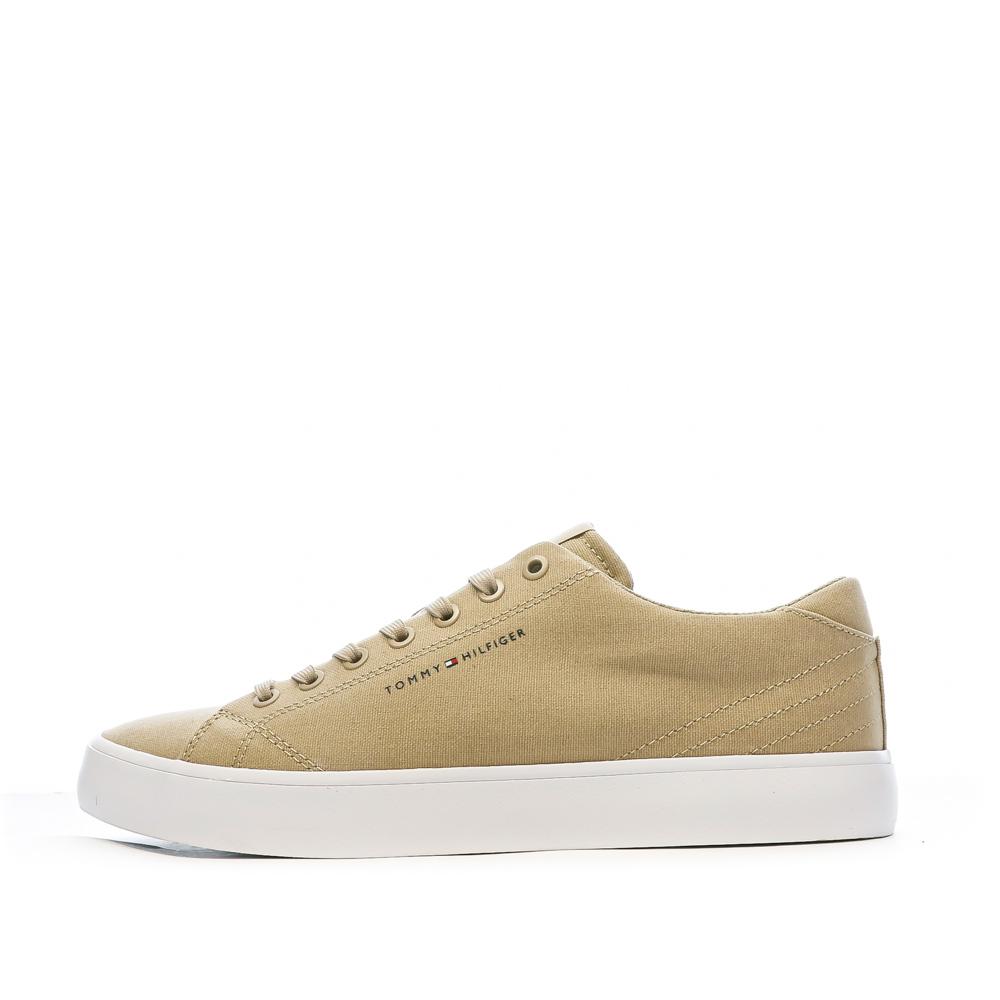 Baskets Beige Homme Tommy Hilfiger Low Canva pas cher